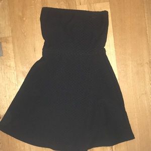 strapless black mini dress